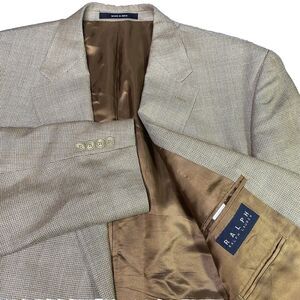 Ralph Lauren Mens Blazer Jacket Size 50L Silk Wool Textured Weave 2 Button
